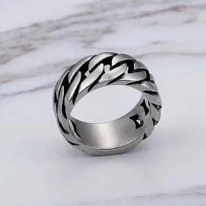 10MM Korean Fashion Simple Link Chain Ring Men Women