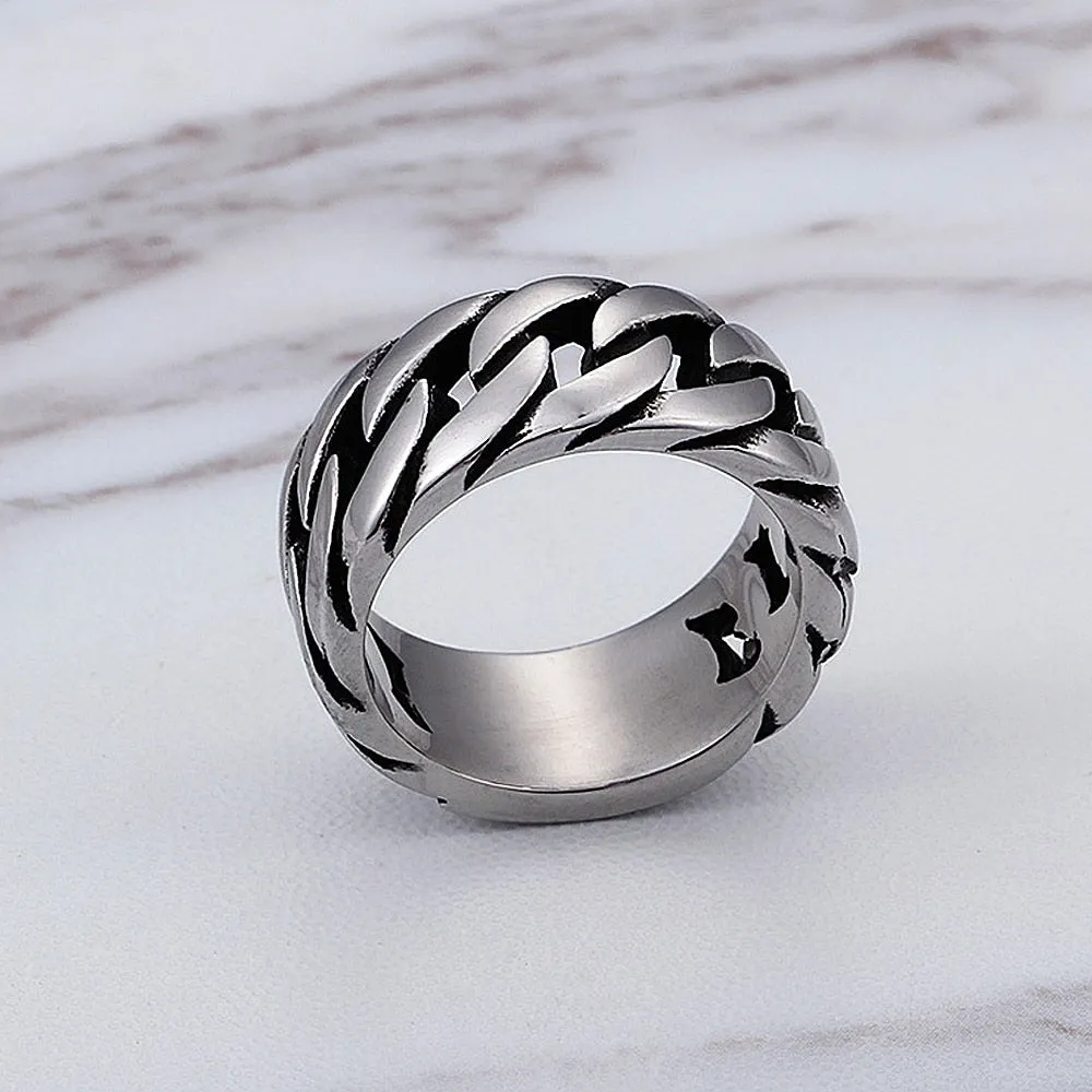 10MM Korean Fashion Simple Link Chain Ring Men Women