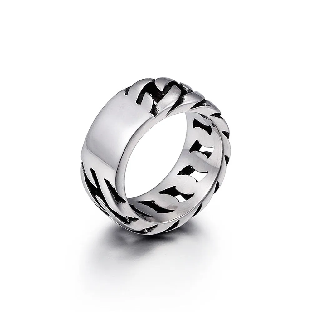 10MM Korean Fashion Simple Link Chain Ring Men Women