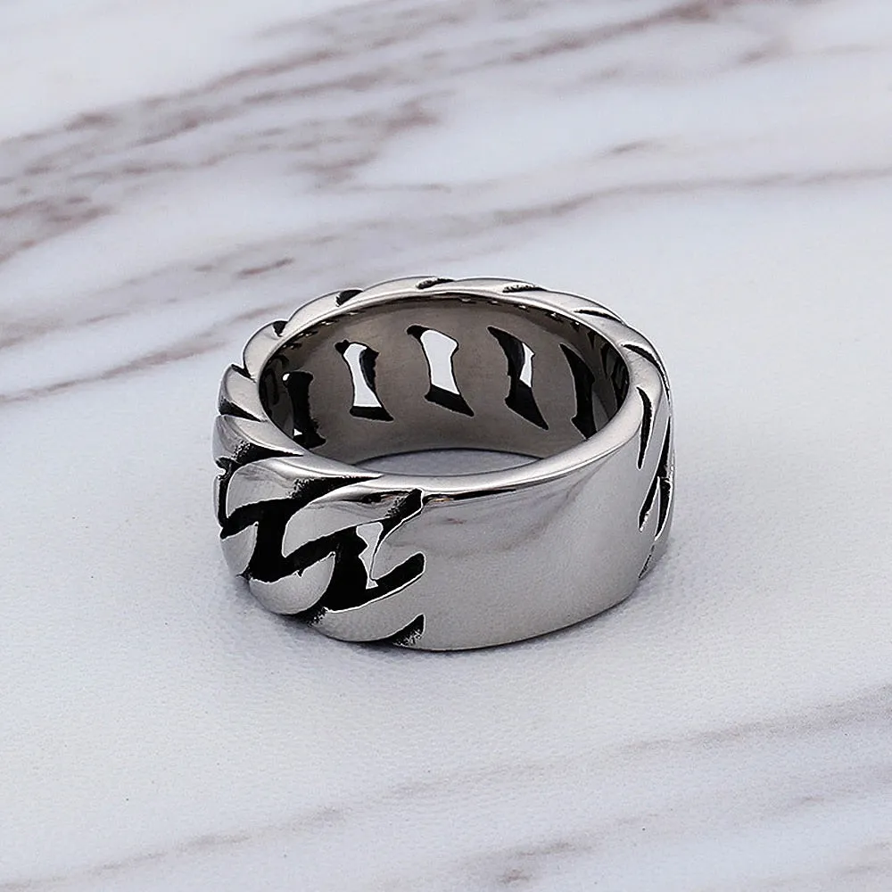 10MM Korean Fashion Simple Link Chain Ring Men Women