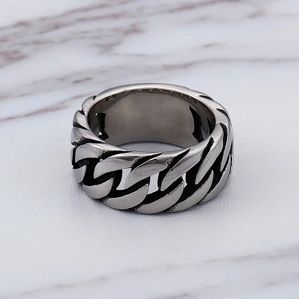 10MM Korean Fashion Simple Link Chain Ring Men Women