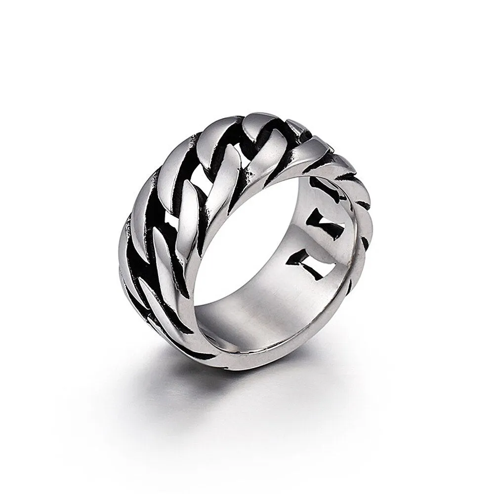 10MM Korean Fashion Simple Link Chain Ring Men Women