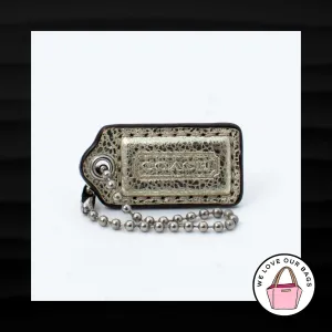 1.5" Small COACH GOLD CRACKLE LEATHER NICKEL FOB CHARM KEYCHAIN HANGTAG WRISTLET