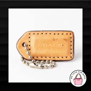 1.5" Small COACH LIGHT SADDLE BROWN LEATHER FOB CHARM KEYCHAIN HANG TAG WRISTLET