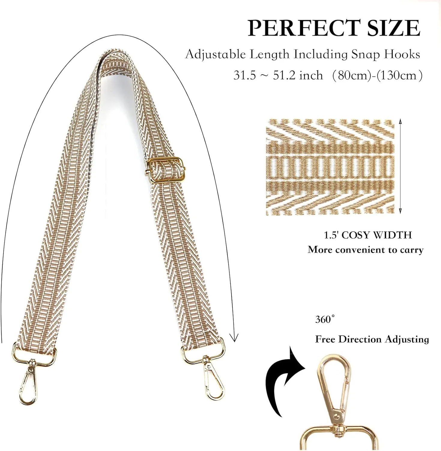 1.97" Wide Purse Strap, Adjustable Handbag Strap Replacement Shoulder Crossbody Bag Strap