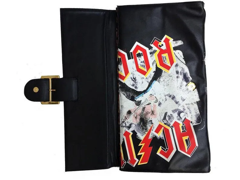 1990s DOLCE & GABBANA ROCK  BAND BLACK LARGE ENVELOPPE BAG