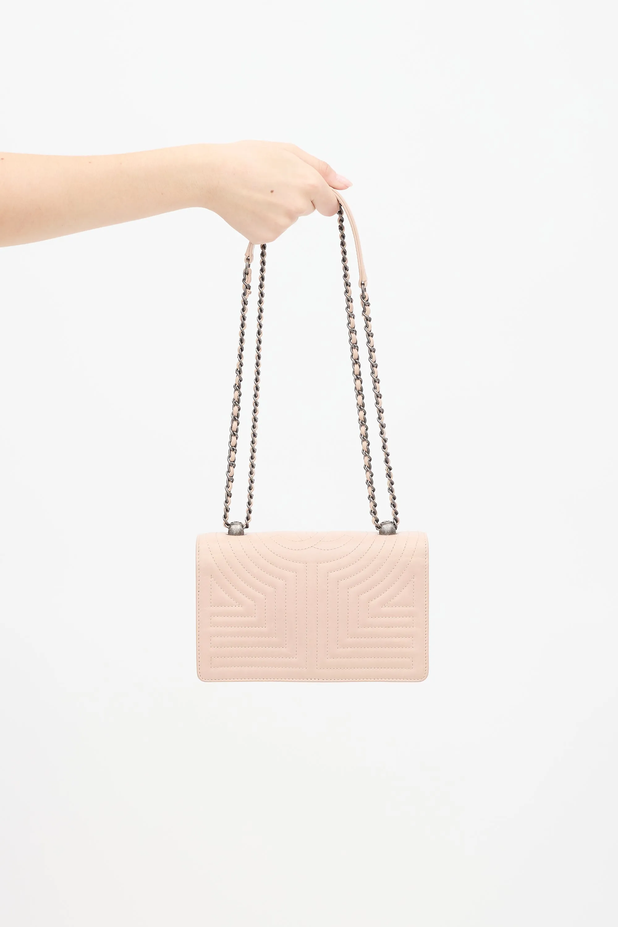 2015 Pink Leather Small Korean Garden Flap Bag