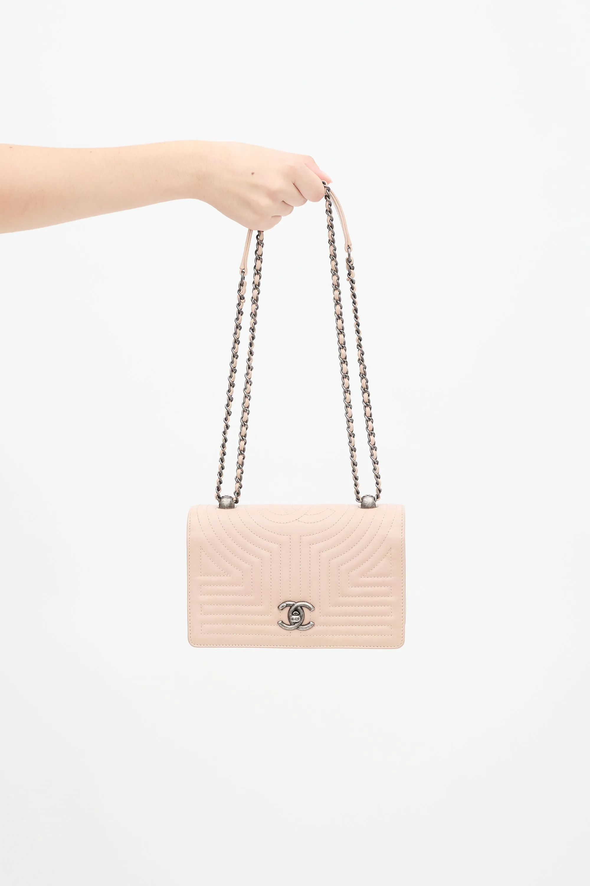 2015 Pink Leather Small Korean Garden Flap Bag