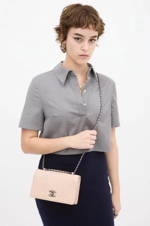 2015 Pink Leather Small Korean Garden Flap Bag