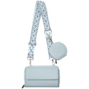 2Pcs Set PU Leather Trendy Bags Woman Travel  Cross Body Bag with Coin Pouch Blue