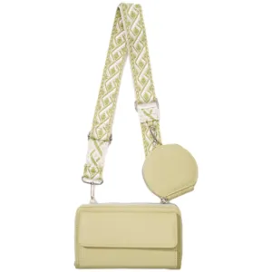 2Pcs Set PU Leather Trendy Bags Woman Travel  Cross Body Bag with Coin Pouch Green