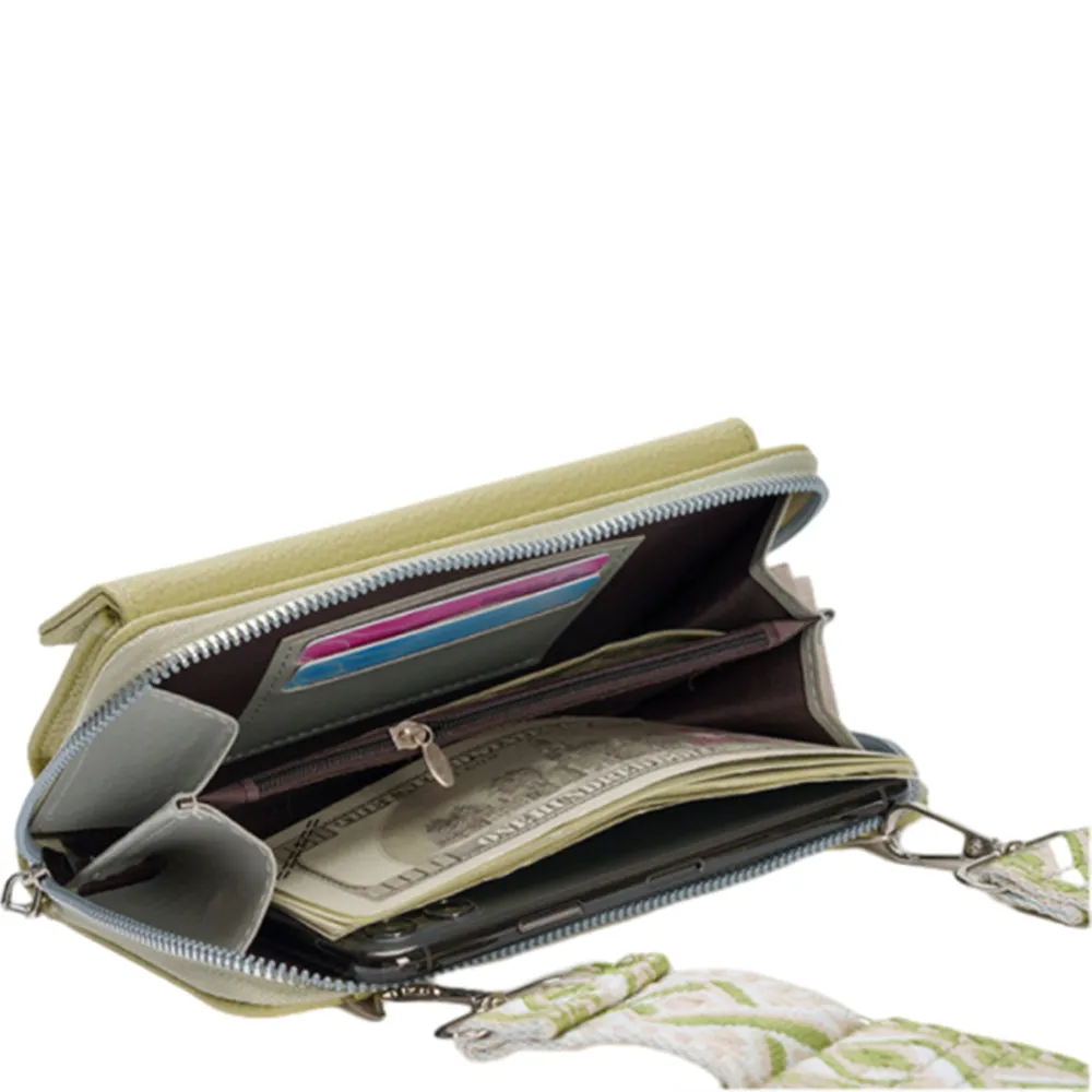 2Pcs Set PU Leather Trendy Bags Woman Travel  Cross Body Bag with Coin Pouch Green