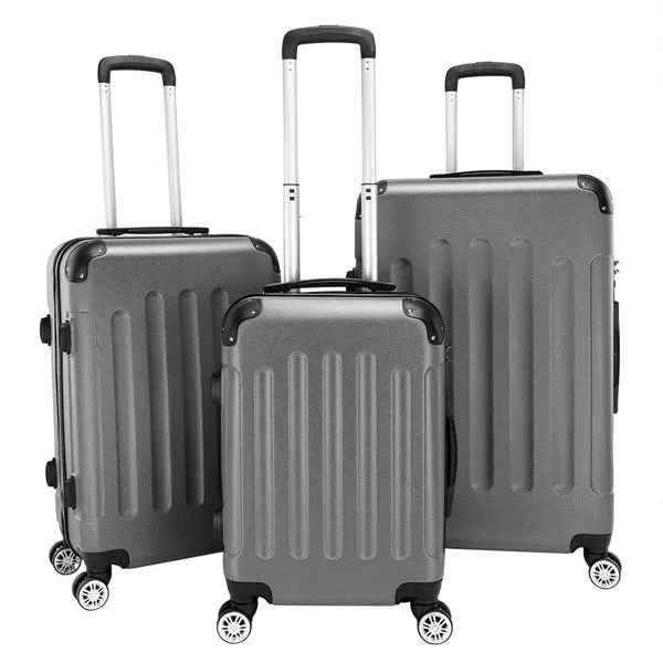3-in-1 ABS Trolley Case 20 Inches, 24 Inches, 28 Inches Dark Gray- FREE USA SHIPPING