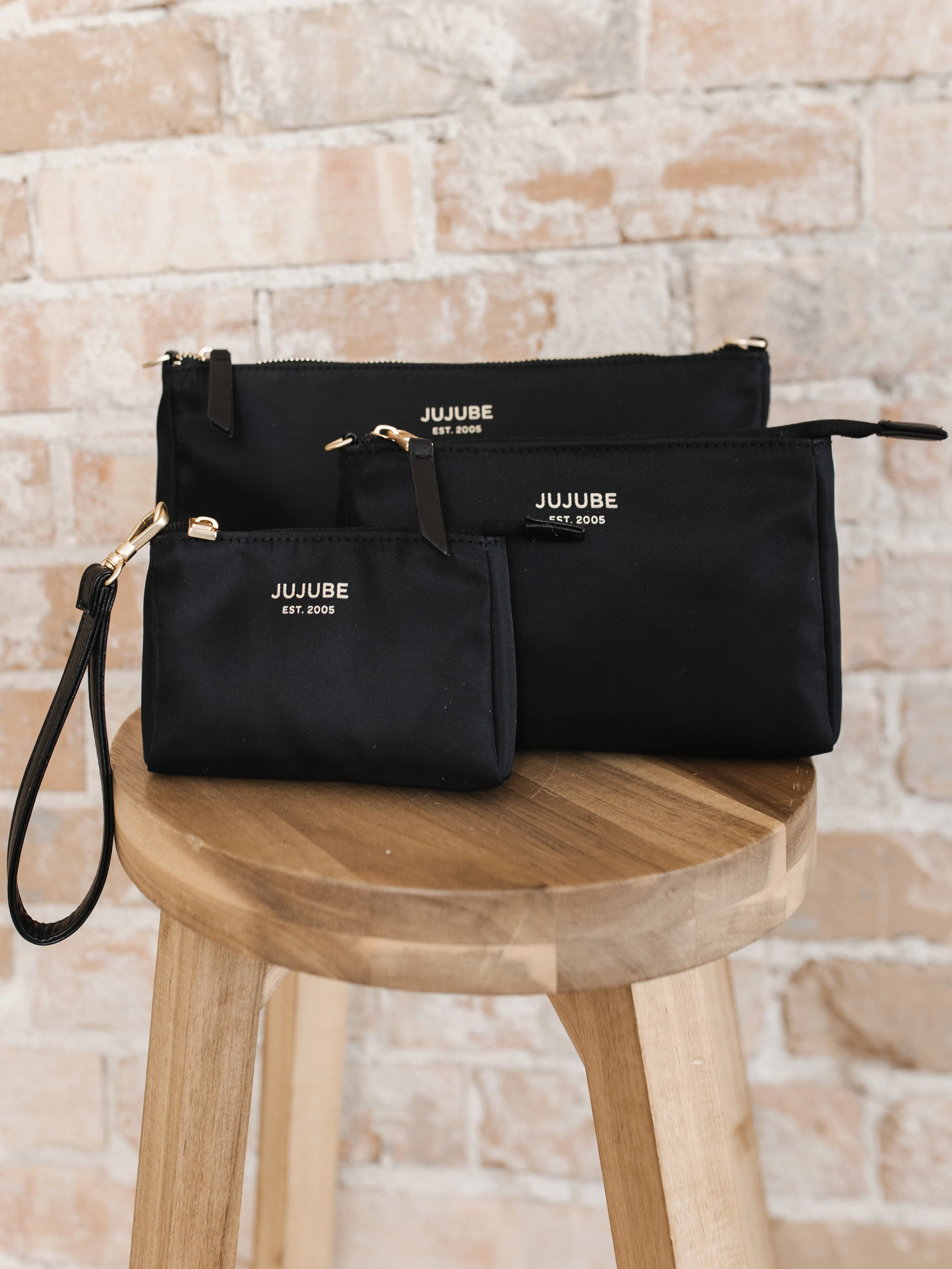 3-Piece Pouch Clutch Purse Set | Black