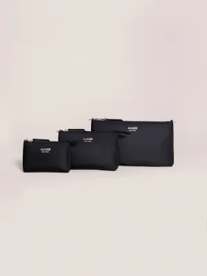 3-Piece Pouch Clutch Purse Set | Black