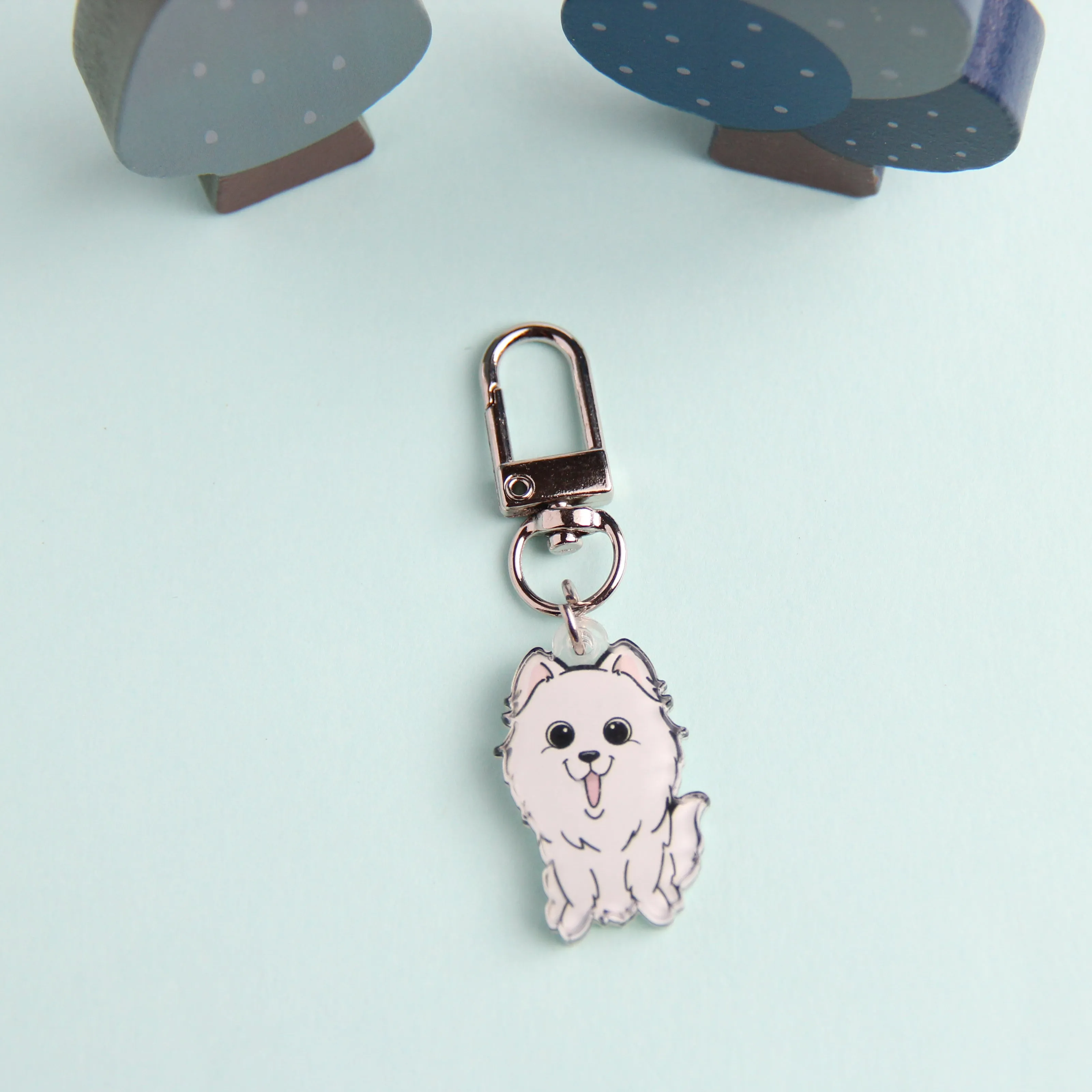 3cm Mini Japanese Spitz Acrylic Keychain - Cute Dog Breed Collectible