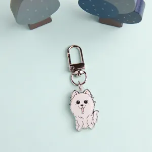 3cm Mini Japanese Spitz Acrylic Keychain - Cute Dog Breed Collectible