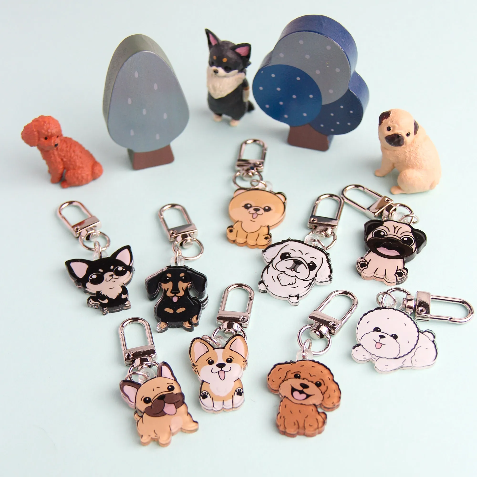 3cm Mini Japanese Spitz Acrylic Keychain - Cute Dog Breed Collectible