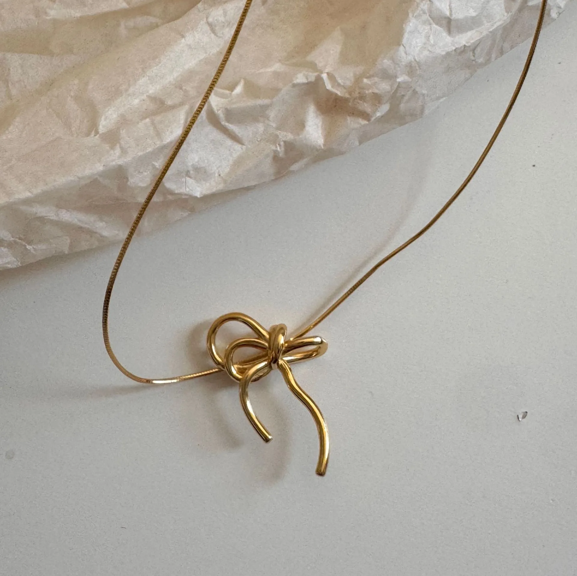 925 Sterling Silver Korean Bowknot Bowknot Silver Electroplating Necklaces