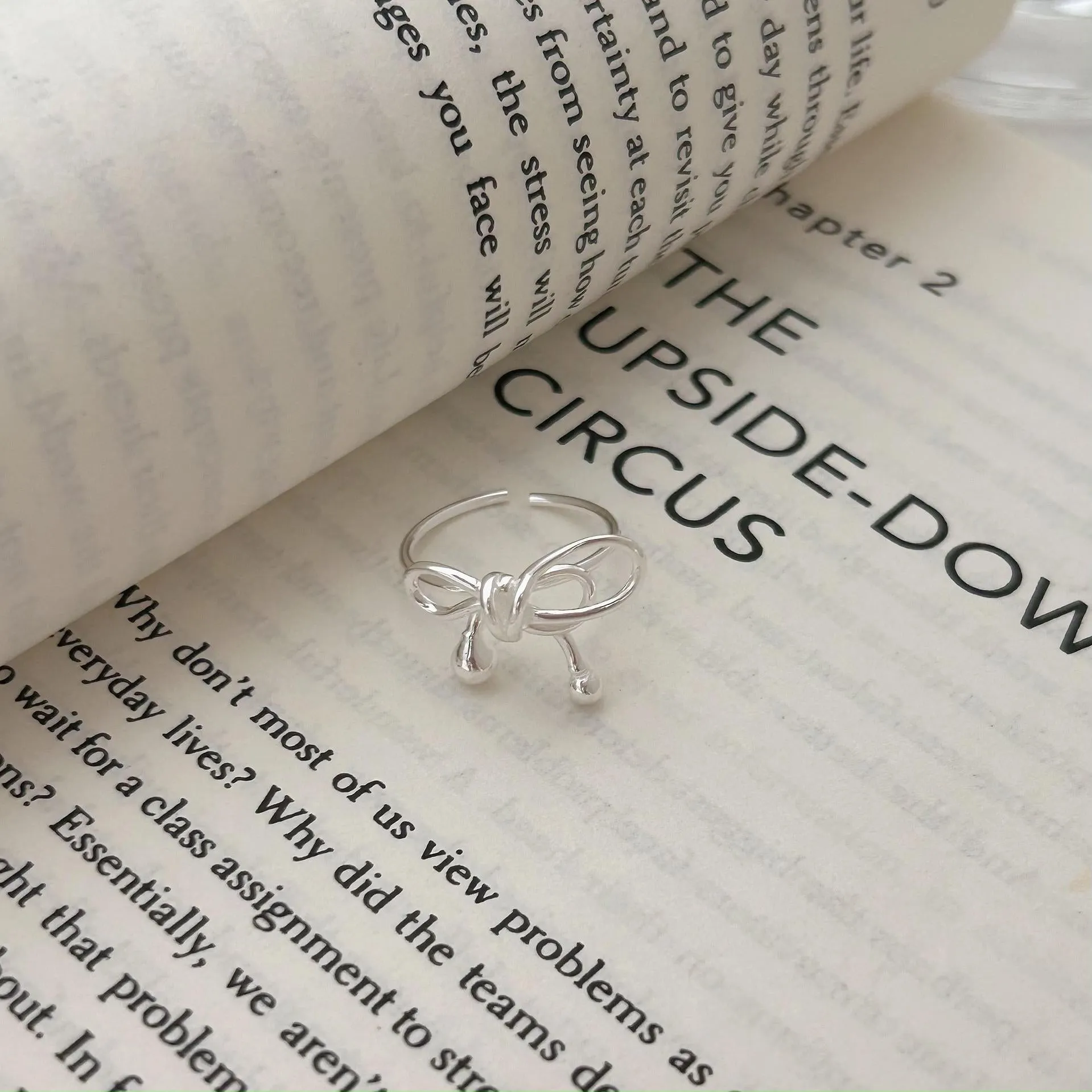 925 Sterling Silver Women Korean Bowknot Bowknot Silver Rings