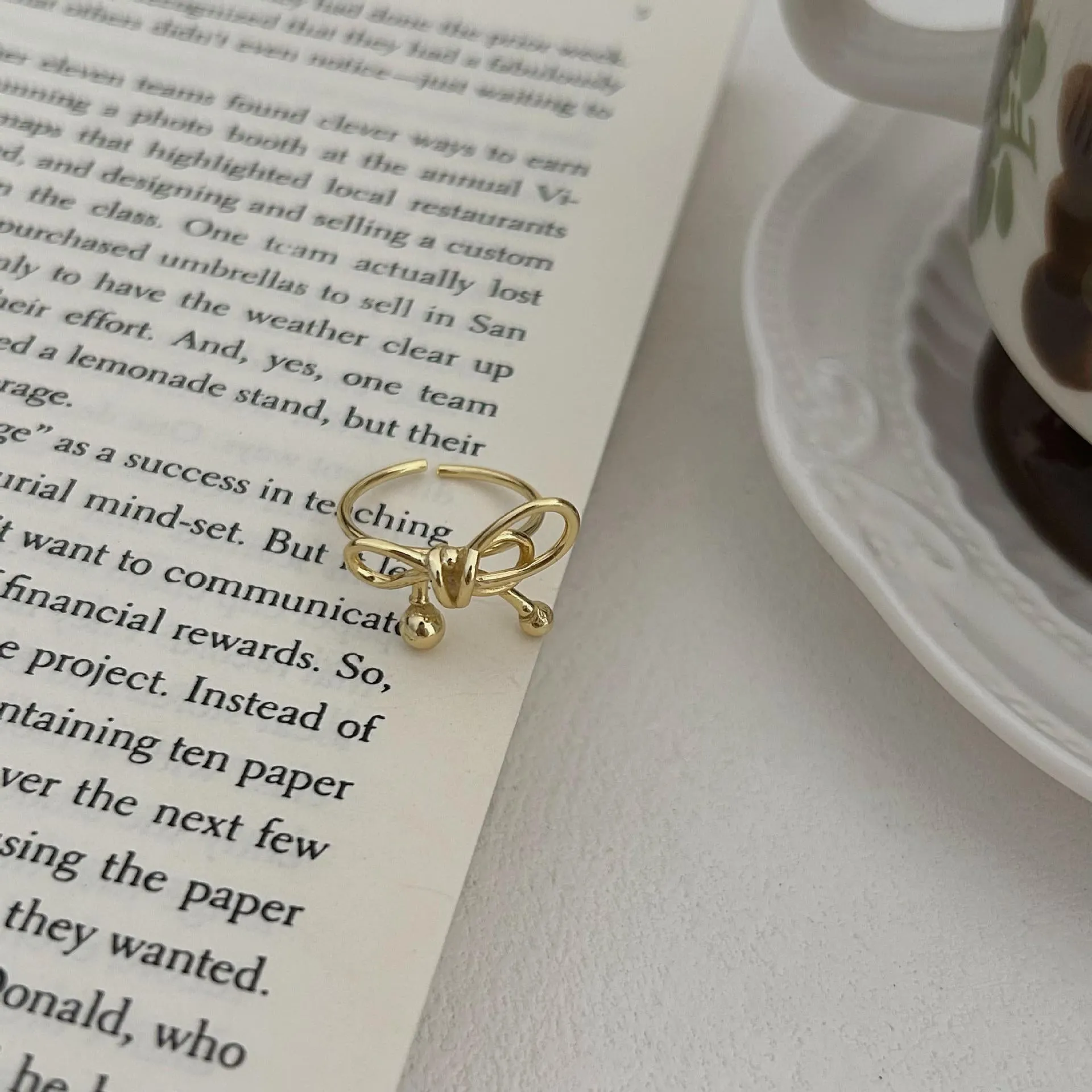 925 Sterling Silver Women Korean Bowknot Bowknot Silver Rings