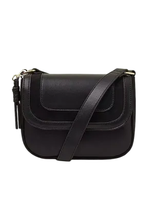 Accessorize Black Suedette Flap Cross-body Bag One Size