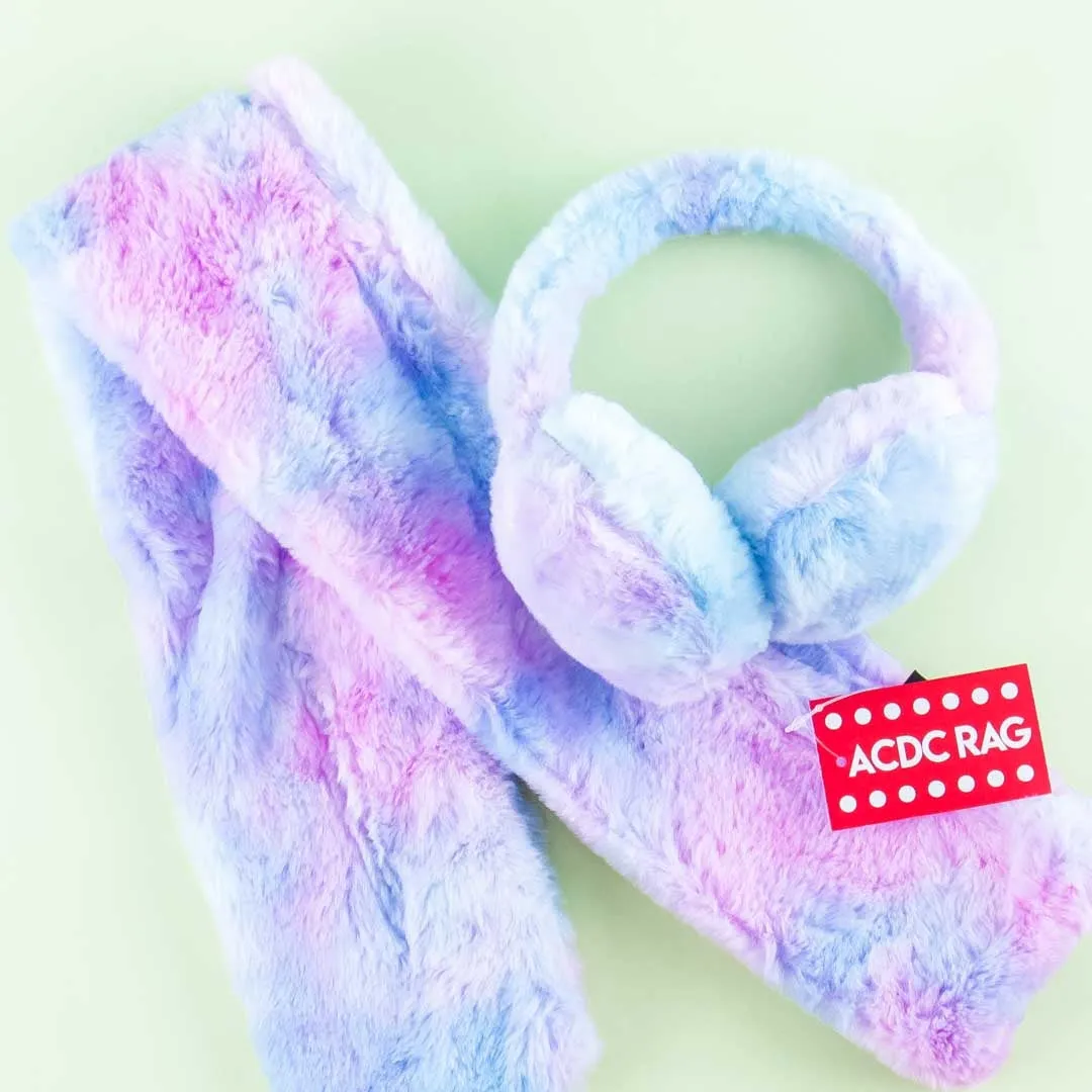 ACDC RAG Purple Cotton Candy Scarf & Earmuffs Set