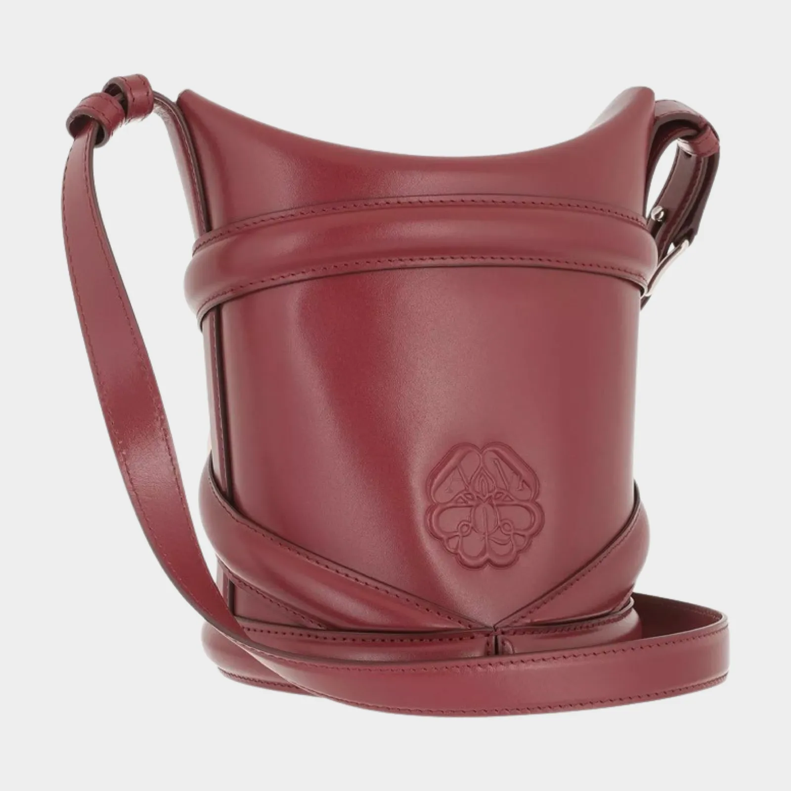 Alexander McQueen women's burgundy leather bucket bag