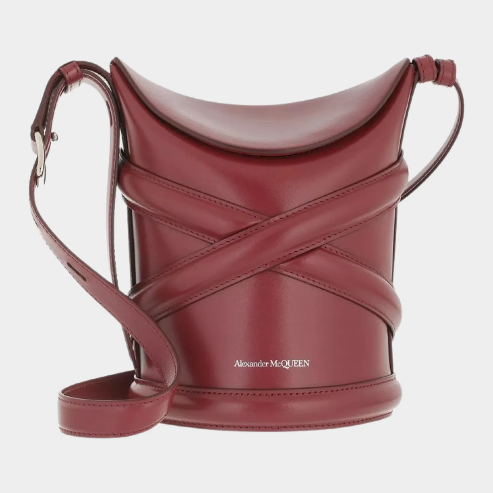 Alexander McQueen women's burgundy leather bucket bag