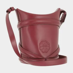 Alexander McQueen women's burgundy leather bucket bag
