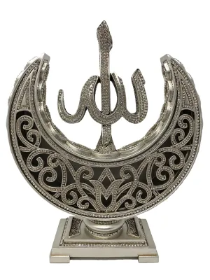Allah-Muhammad Islamic Decor Crescents (Silver)