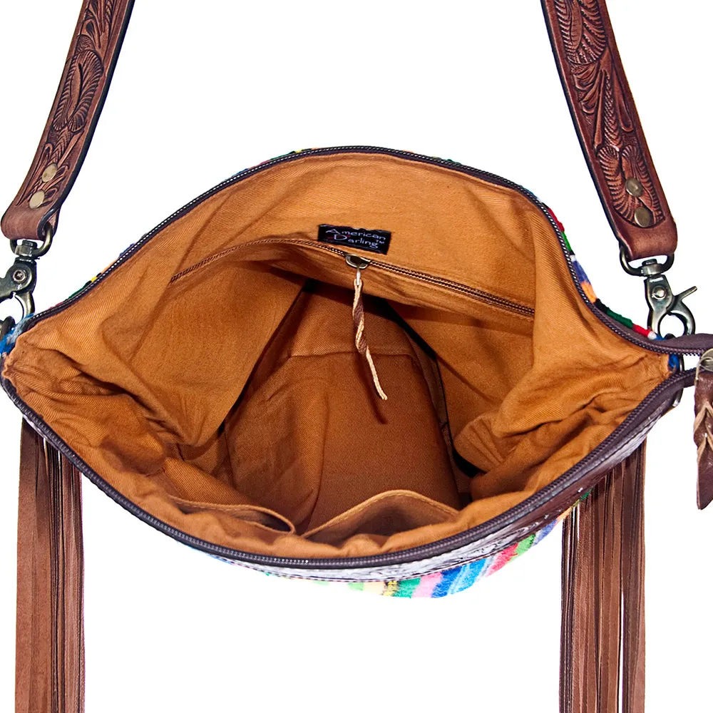 American Darling ADBGZ109R Signature Crossbody Hand Tooled Saddle Blanket Genuine Leather Women Bag Western Handbag Purse