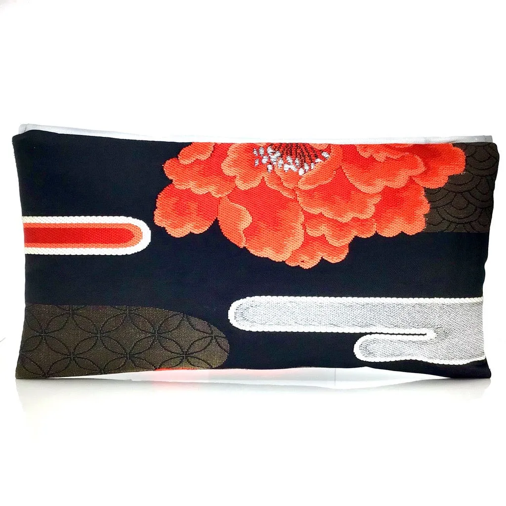 Anna Clutch ‘Red Flower & Silver’