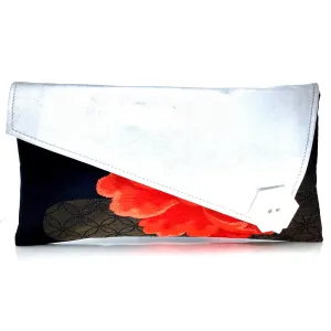 Anna Clutch ‘Red Flower & Silver’