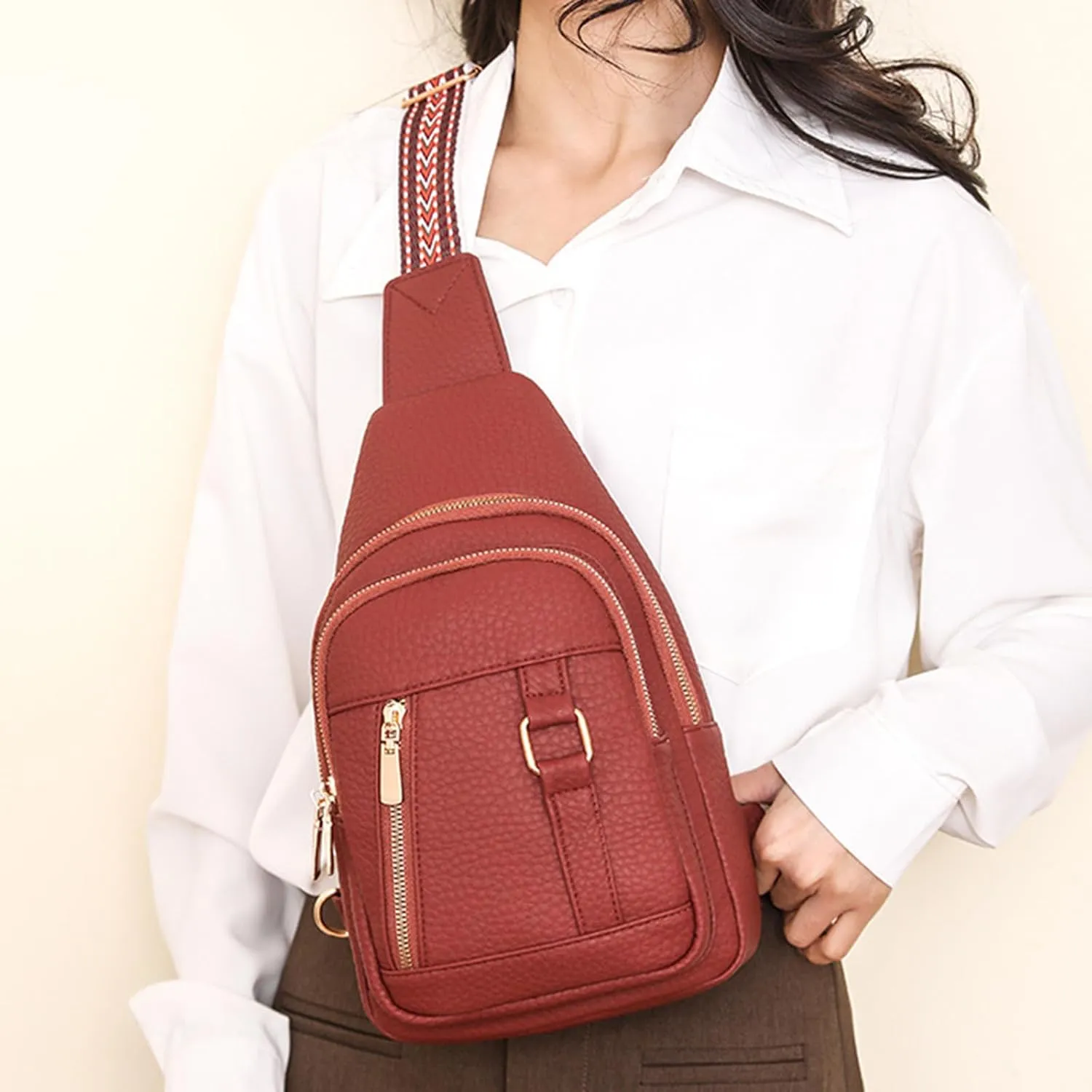 Anti Theft Crossbody Bags for Women 2024 New Upgrade Leather Fanny Pack for Women,trendy Chest Bag Backpack with Adjustable Strap,cross Body Bag for Travel Outdoor Hiking Sports