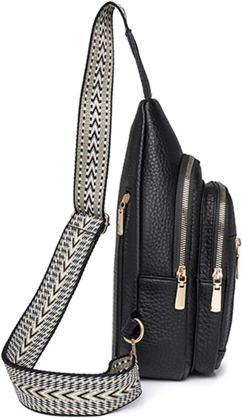 Anti Theft Crossbody Bags for Women Leather Fanny Packs for Women,trendy Backpack Chest Bag with Adjustable Strap,cross Body Bag for Outdoor Travel Hiking Sports