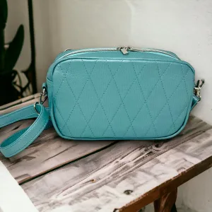 Aqua Blue Double Zipper Sling Bag