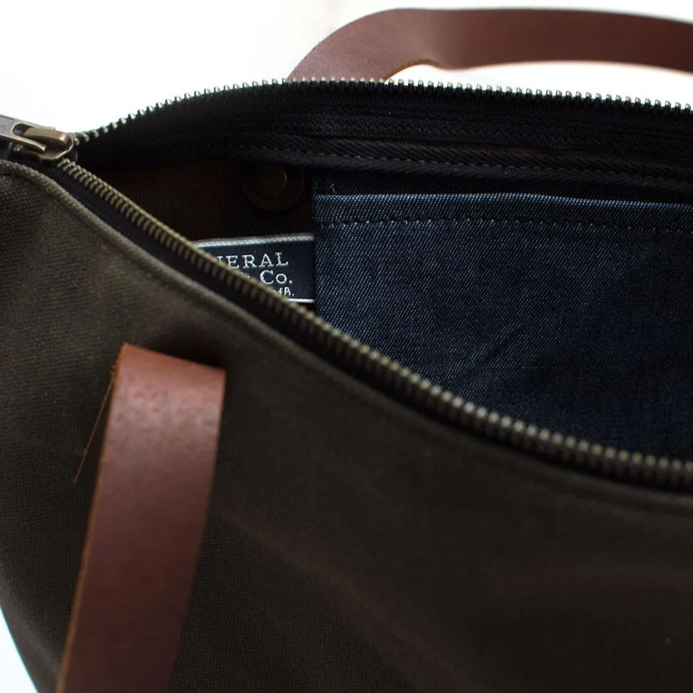 Army Green Waxed Canvas Portfolio Tote