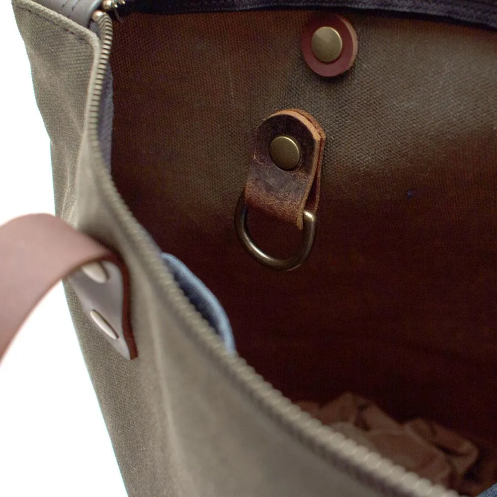 Army Green Waxed Canvas Portfolio Tote