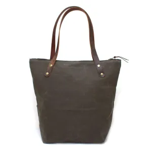 Army Green Waxed Canvas Portfolio Tote