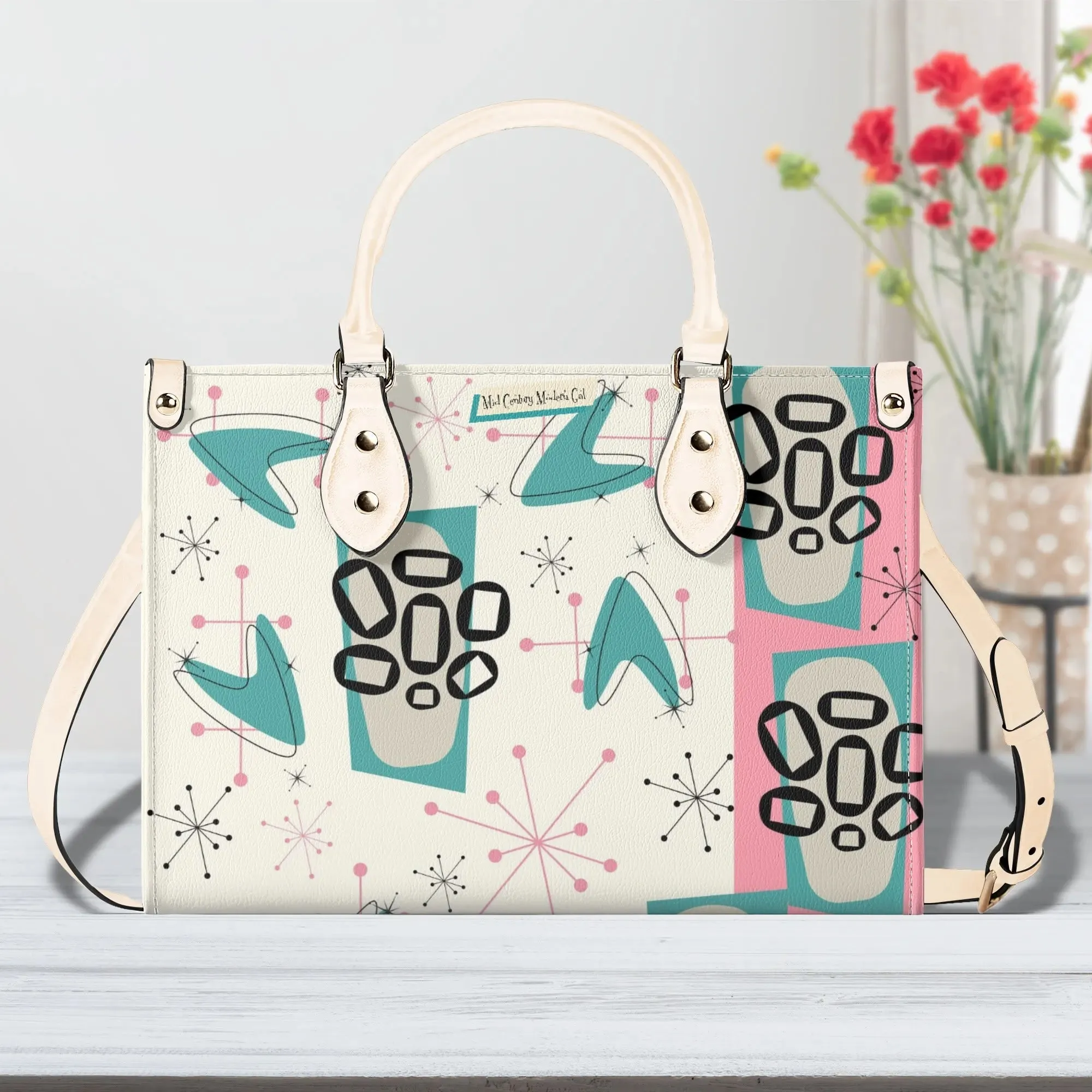 Atomic 50s Kitschy Cat, Mid Century Modern Handbag, Shoulder Bag, BY MCM Gal