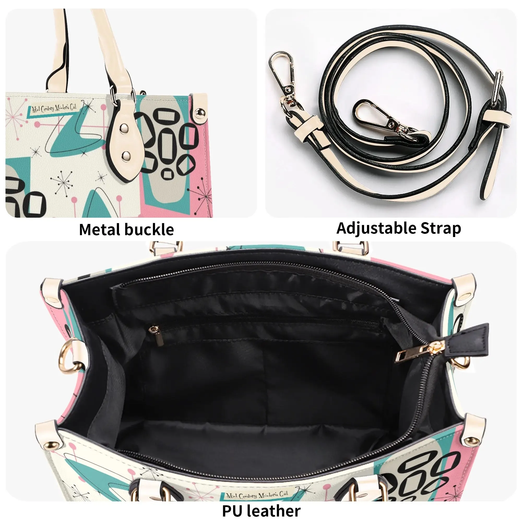 Atomic 50s Kitschy Cat, Mid Century Modern Handbag, Shoulder Bag, BY MCM Gal