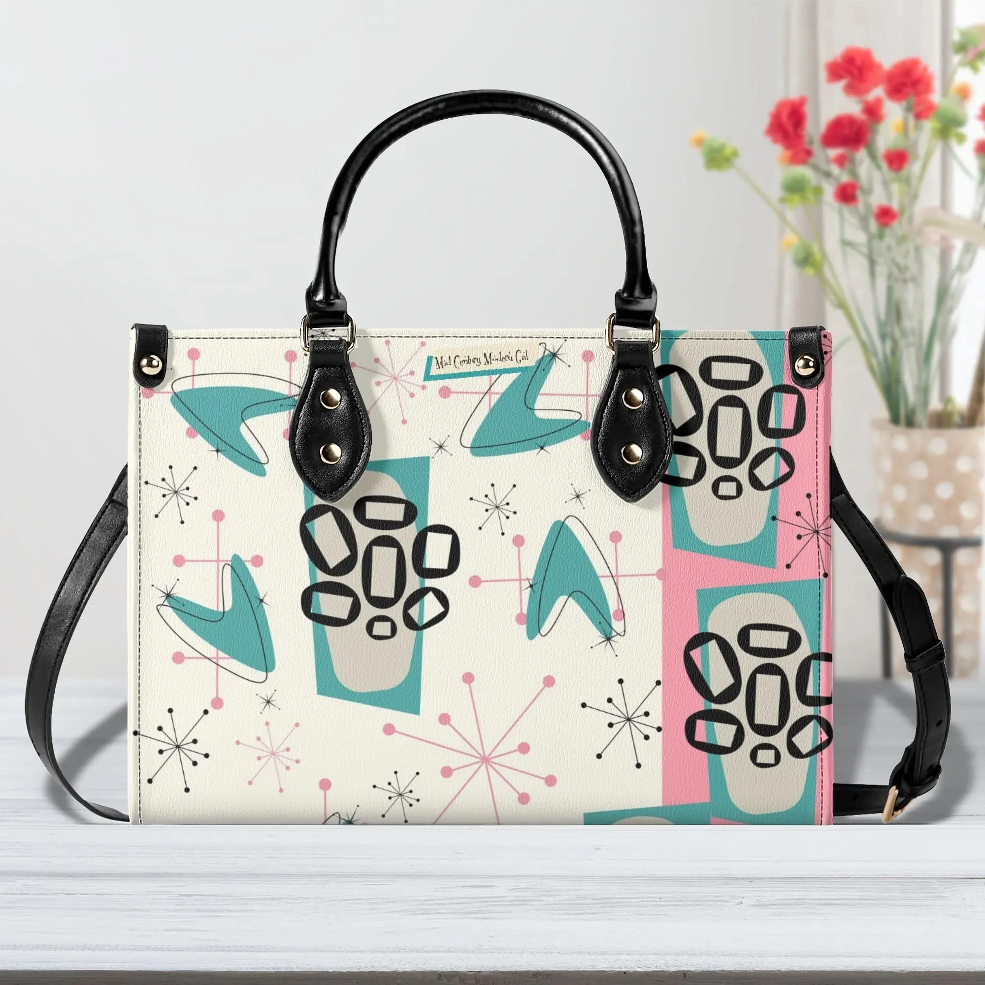 Atomic 50s Kitschy Cat, Mid Century Modern Handbag, Shoulder Bag, BY MCM Gal
