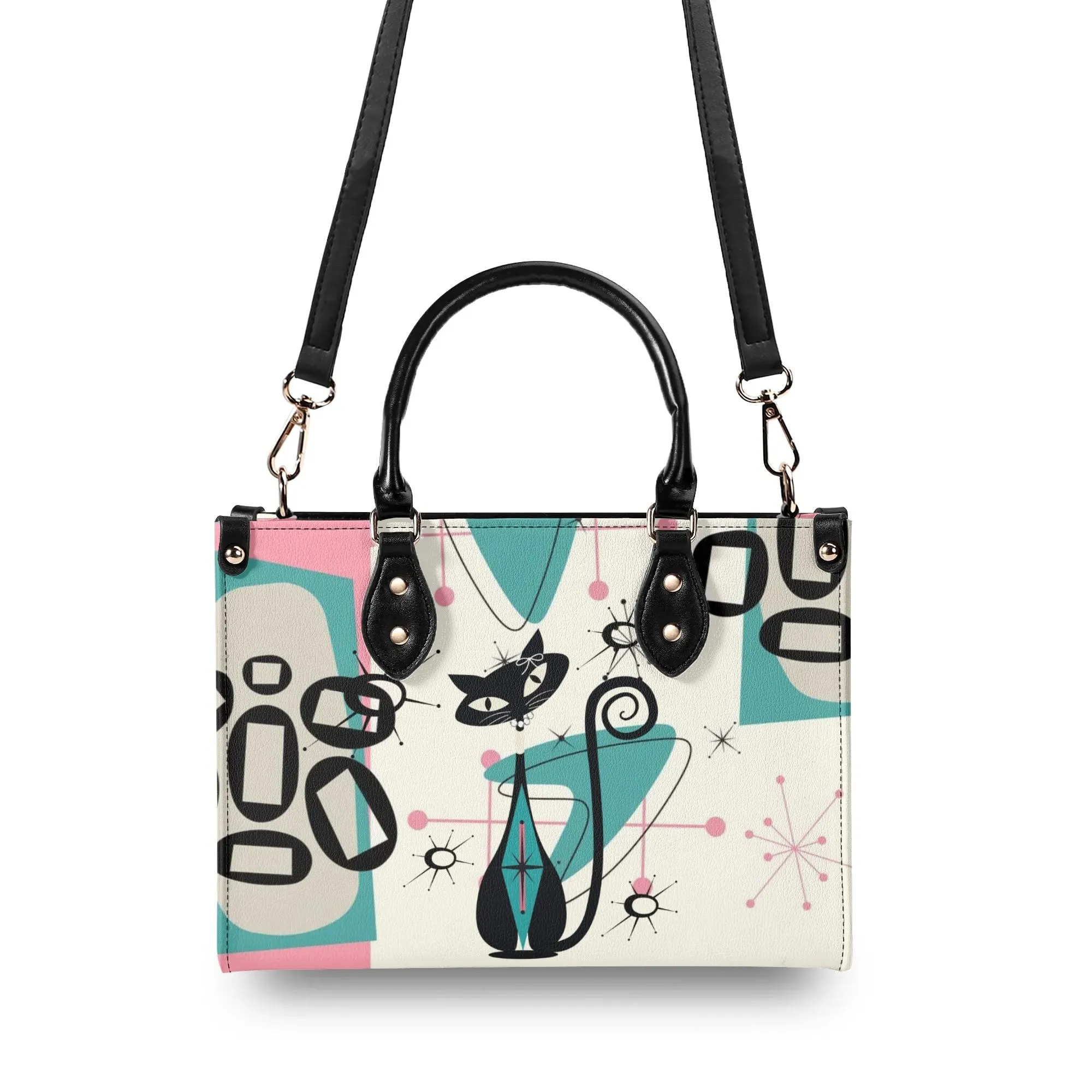 Atomic 50s Kitschy Cat, Mid Century Modern Handbag, Shoulder Bag, BY MCM Gal