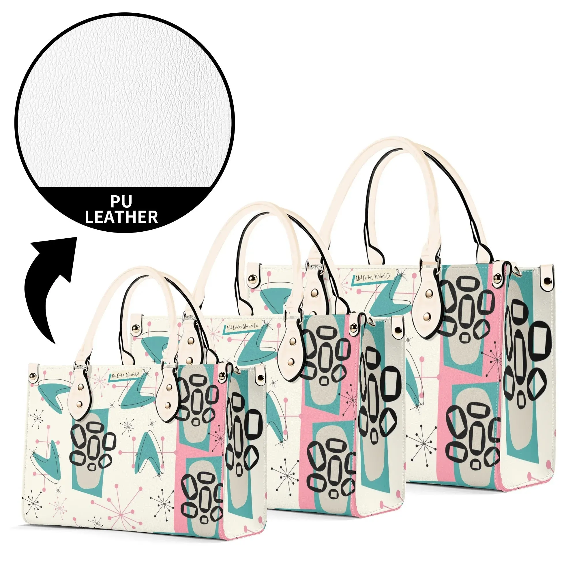 Atomic 50s Kitschy Cat, Mid Century Modern Handbag, Shoulder Bag, BY MCM Gal