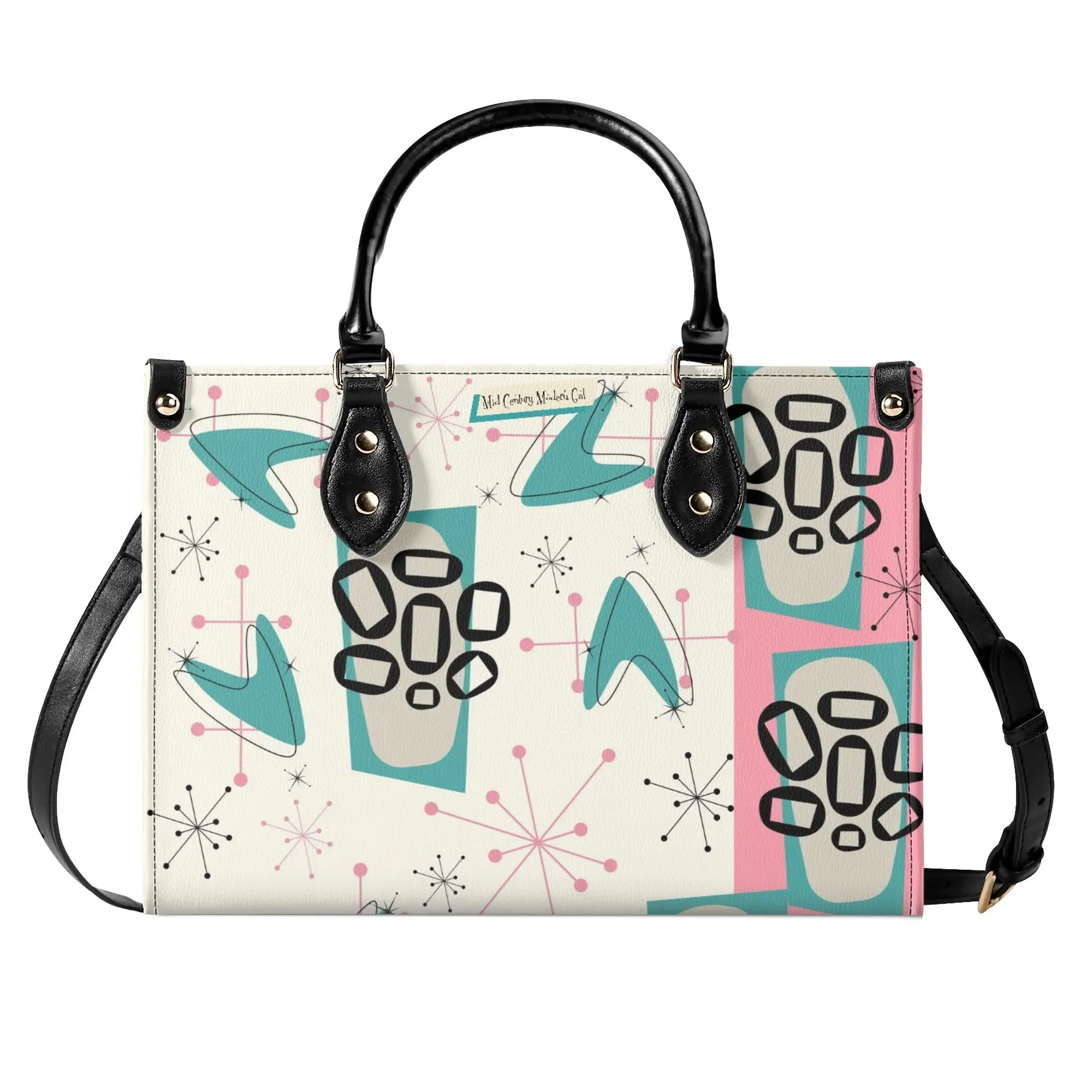 Atomic 50s Kitschy Cat, Mid Century Modern Handbag, Shoulder Bag, BY MCM Gal