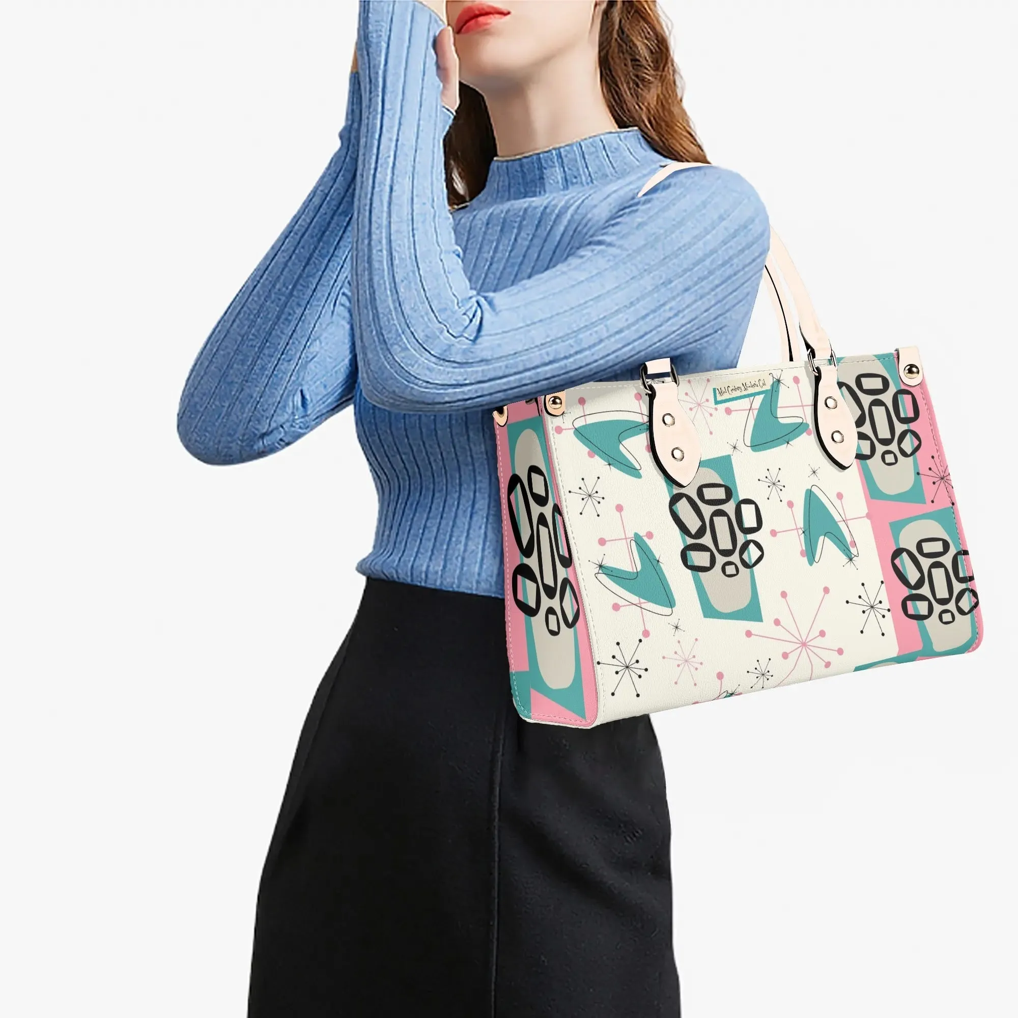 Atomic 50s Kitschy Cat, Mid Century Modern Handbag, Shoulder Bag, BY MCM Gal