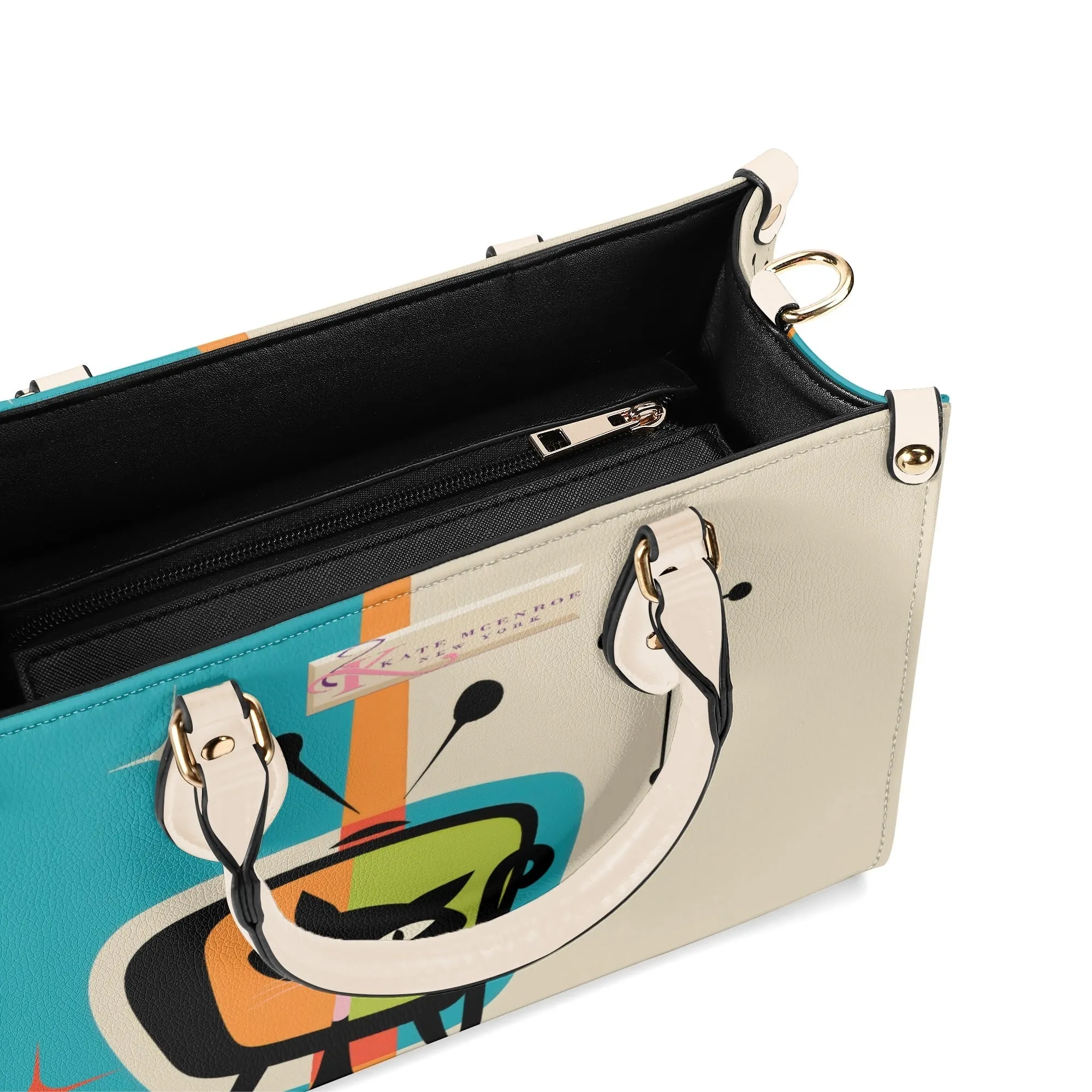 Atomic Cat Retro TV Handbag, Mid Century Modern Purse, Vintage 50s MCM Kitsch Satchel