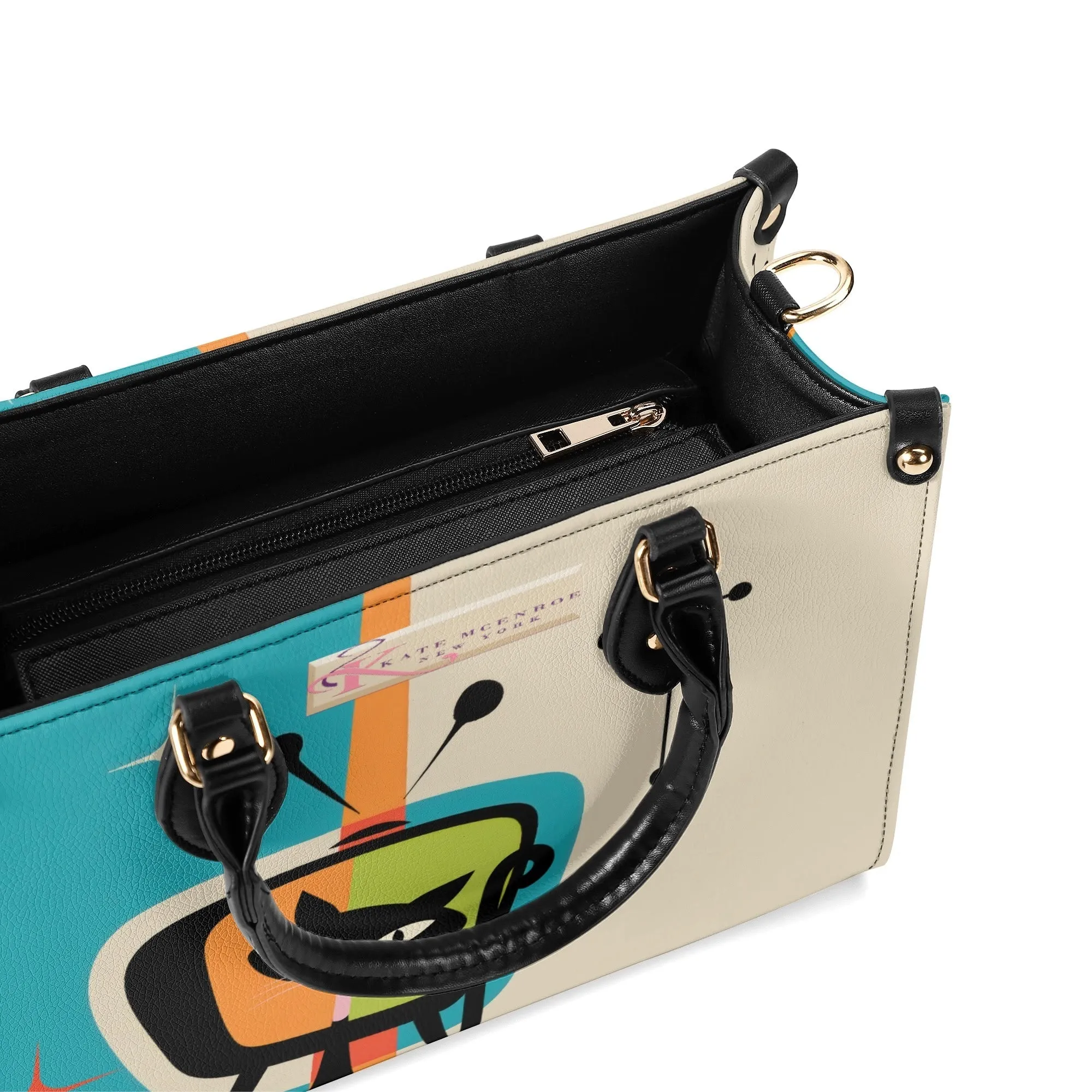 Atomic Cat Retro TV Handbag, Mid Century Modern Purse, Vintage 50s MCM Kitsch Satchel