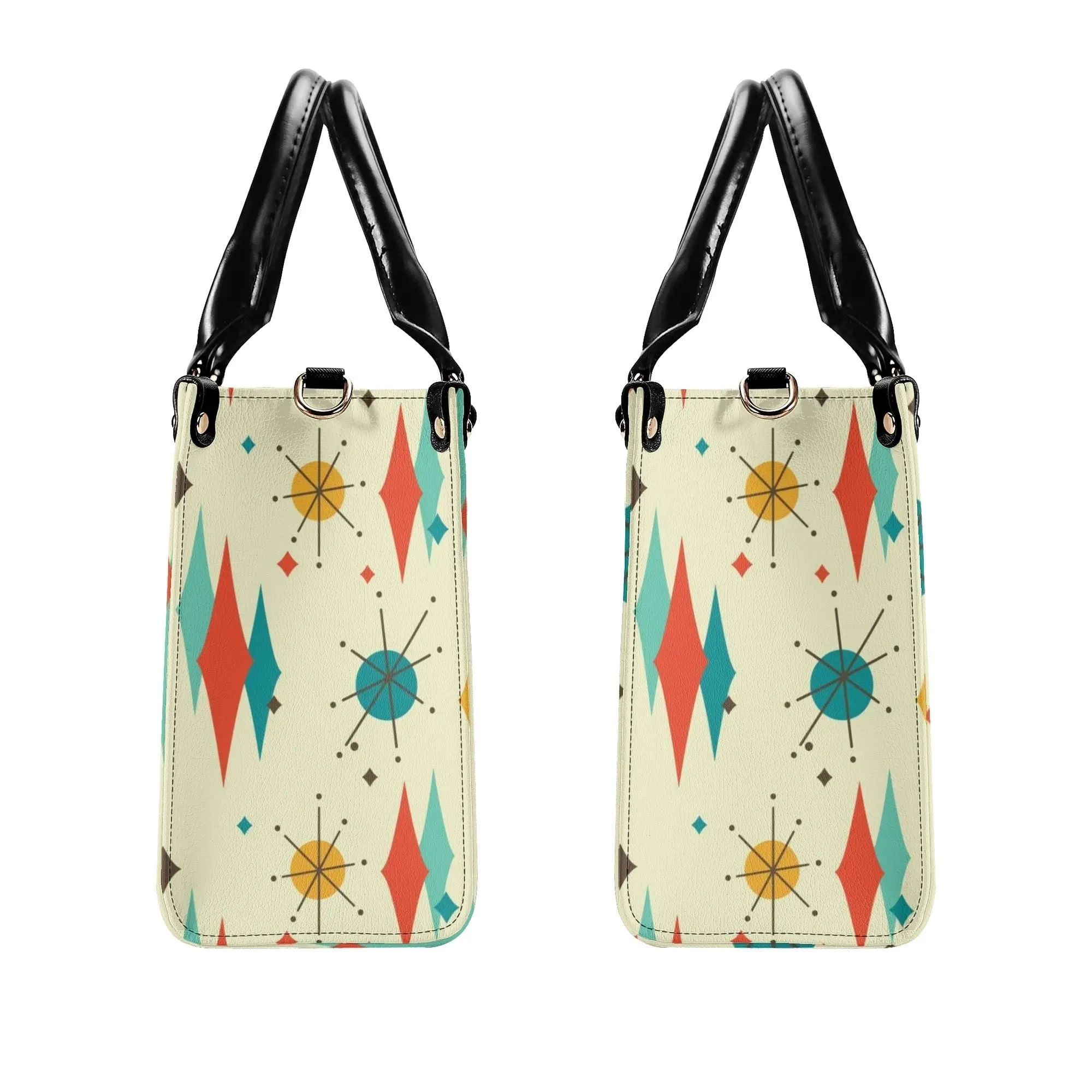 Atomic Cat Satchel, Mid Century Modern Franciscan Diamond Starburst Handbag, Retro Shoulder Bag